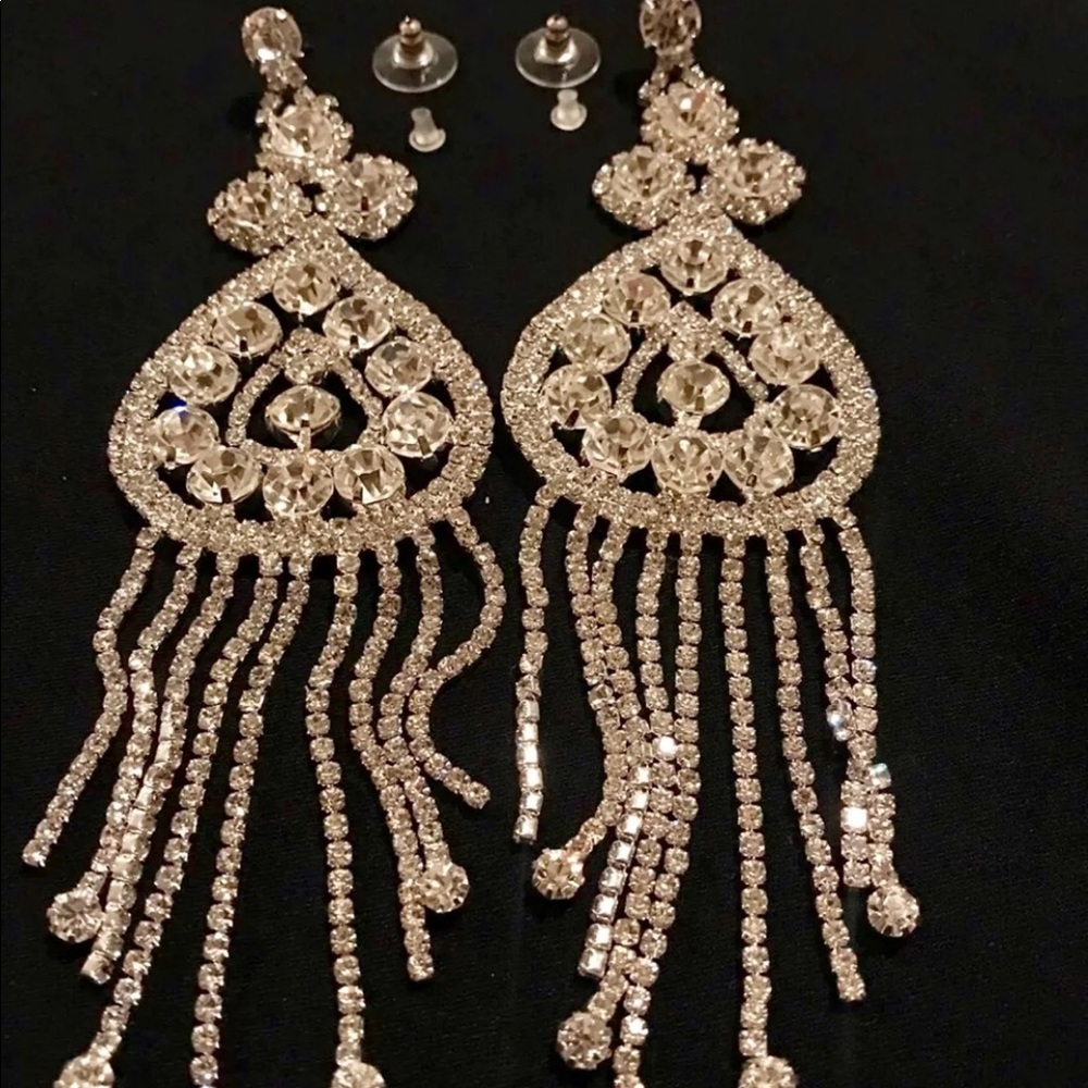 Silver Plated Rhinestone drop Earrings